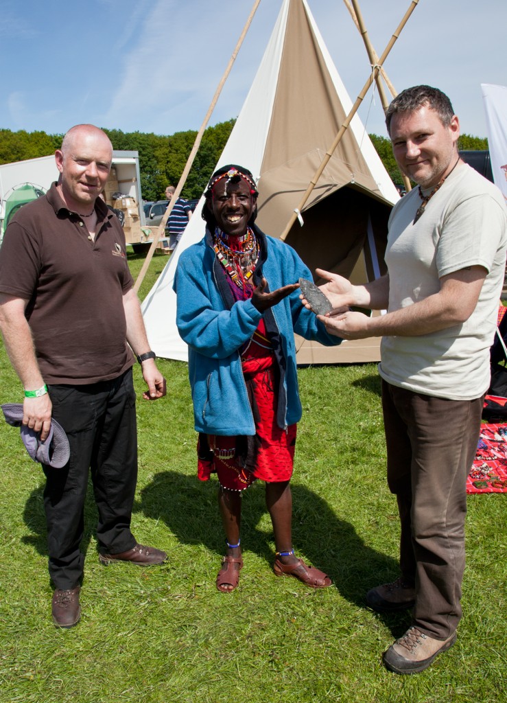 Presenting the dagger blade to the Maasai.