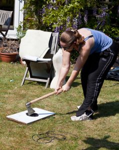 I love experimental archaeology, especially the sort where I get to smack things with axes.